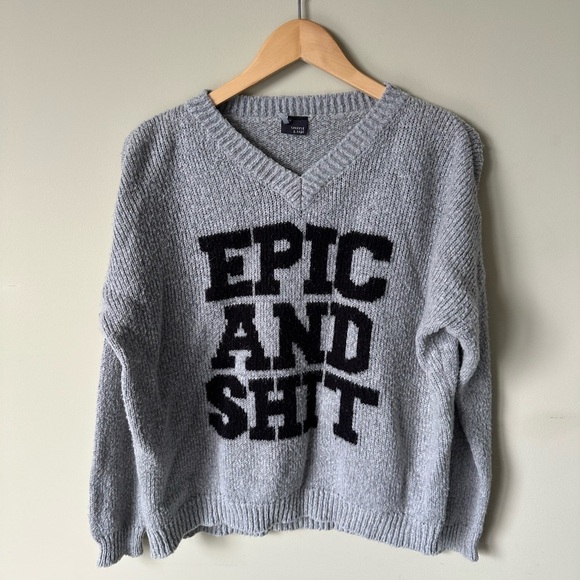 Sparkle & Fade Wool  Sweater Gray Size Medium - Picture 2 of 4